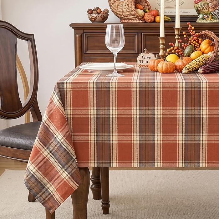 Fall & Thanksgiving Tablecloth Rectangular, Tartan Plaid, 60"x84" | Amazon (US)