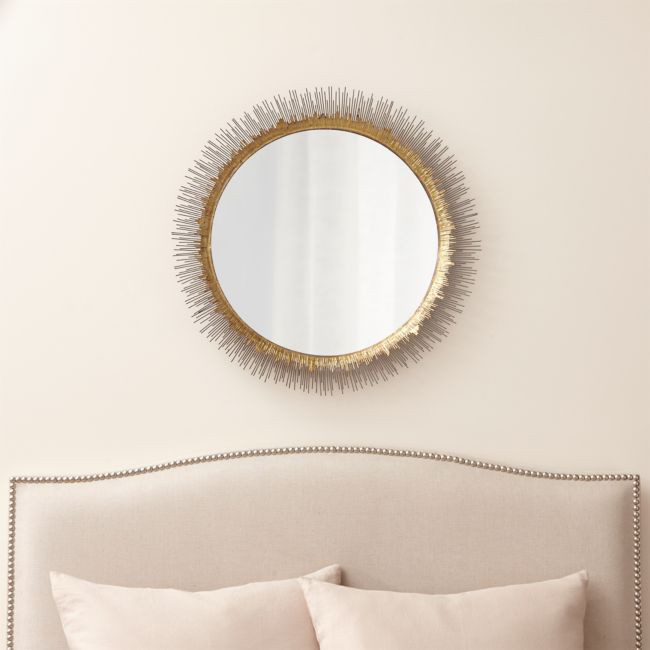 Clarendon Brass Large Round Wall Mirror | Crate & Barrel