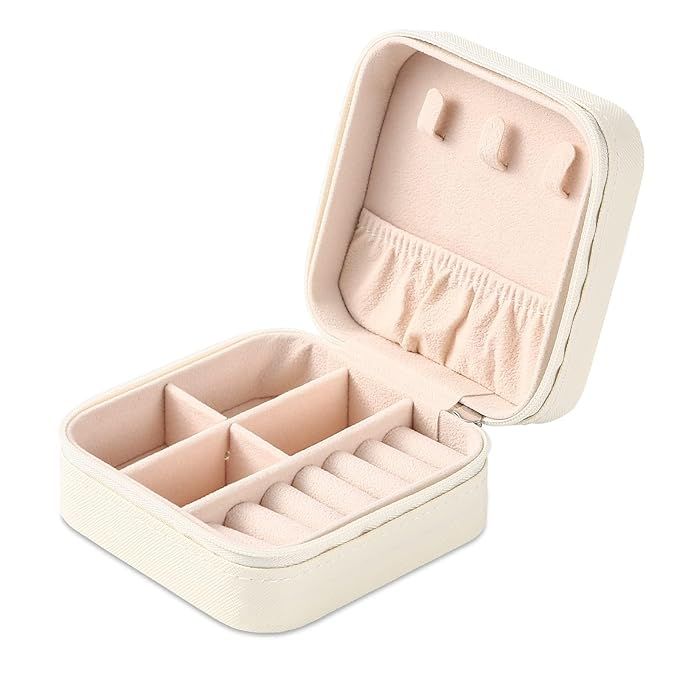 Portable Travel Mini Jewelry Box Leather Jewellery Ring Organizer Case Storage Gift Box Girls Wom... | Amazon (US)