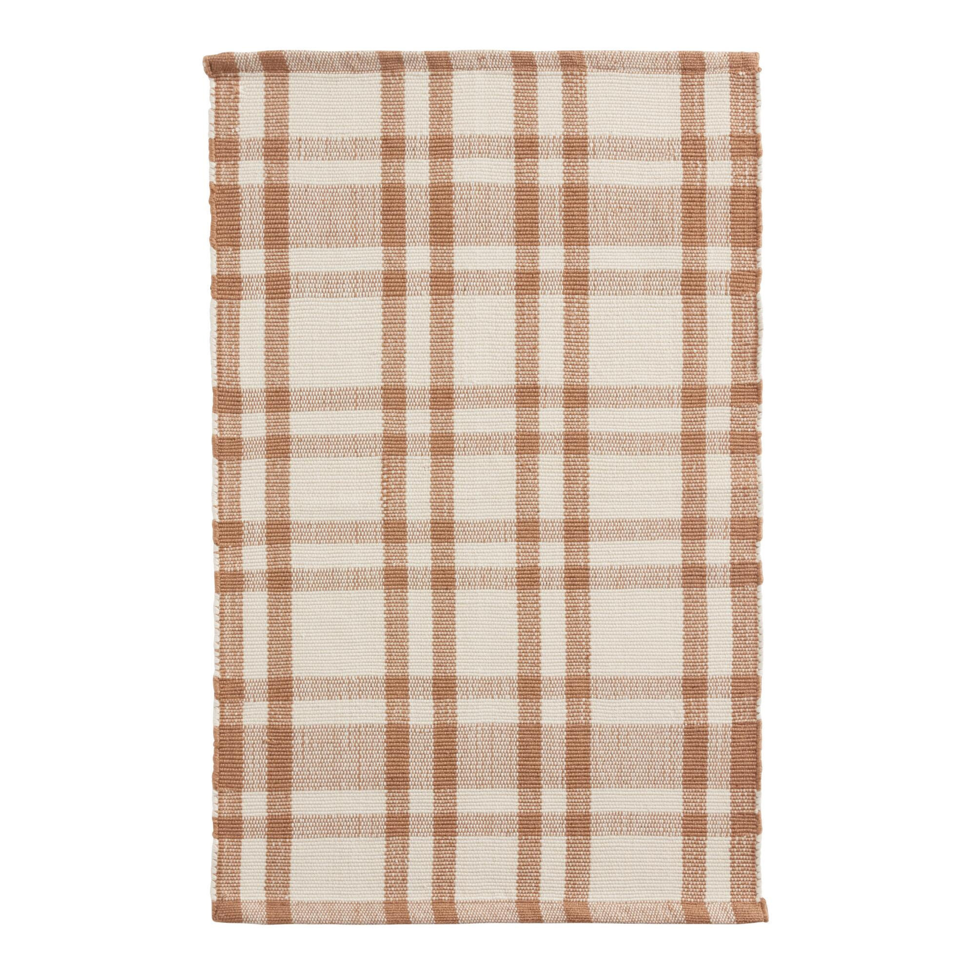 Plaid Stripe Recycled Indoor Outdoor Rug | World Market