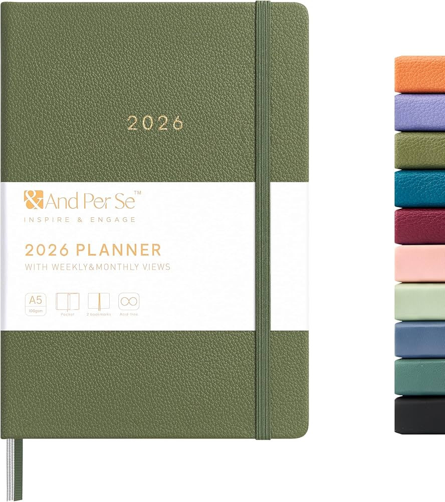 And Per Se Planner 2026-Daily, Weekly & Monthly Leather Hardcover Planner, 5.7" x 8", Daily Sched... | Amazon (US)