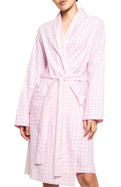 Petite Plume Women's Gingham Cotton Robe in Pink at Nordstrom, Size X-Large | Nordstrom