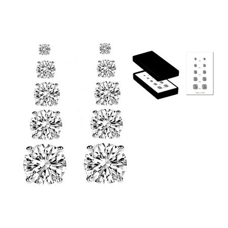 Five-Pair Sterling Silver & Cubic Zirconia Stud Earrings Set | Walmart (US)