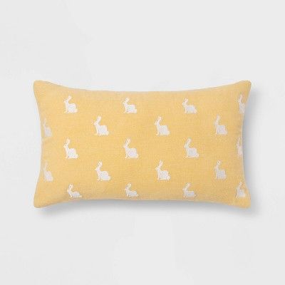 Lumbar Washed Bunny Easter Pillow&#160;Yellow/Cream - Threshold&#8482; | Target