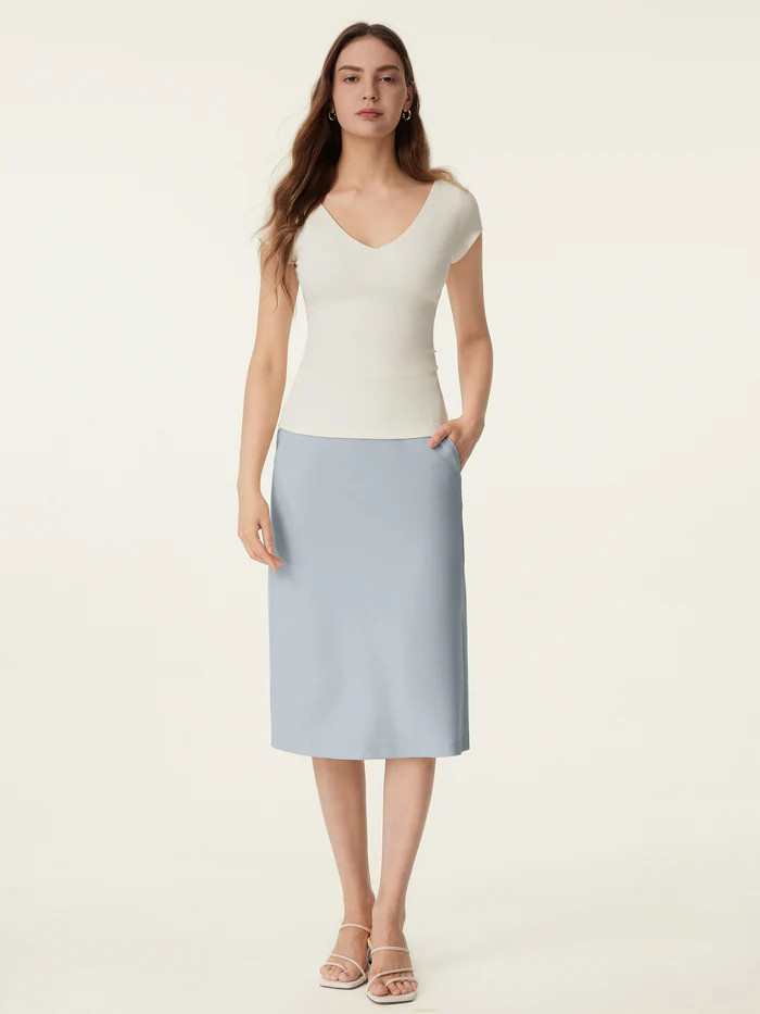 A-line Midi Skirt with Pockets | OGLmove