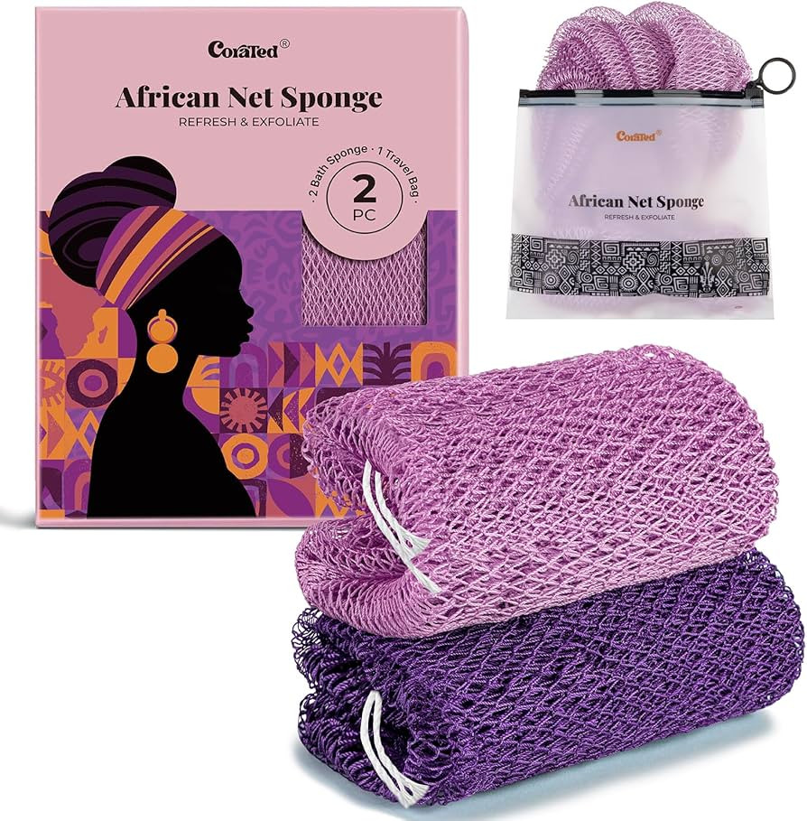 CORATED African Net Sponge Authentic, Shower Loofah Exfoliating Bath Sponge, Body Scrubber for Wo... | Amazon (US)