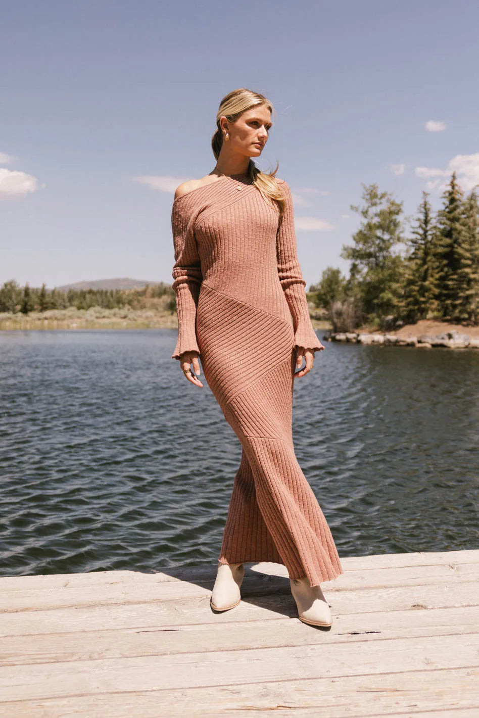 Grove Ribbed Maxi Dress in Clay | Böhme US
