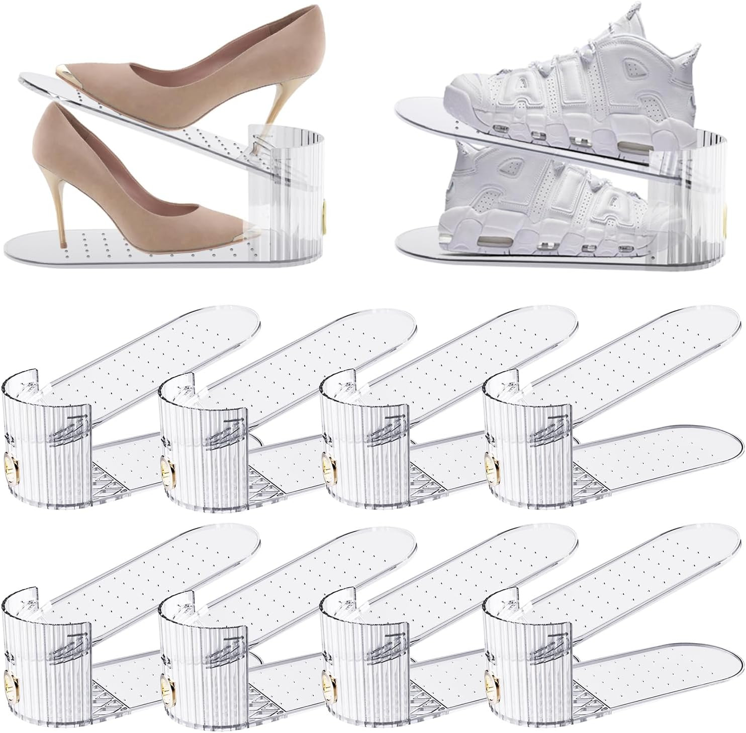 Clear 10 Pack Shoe Slot Organizer, Shoe Stacker Organizer Holders for A Pair of Shoes, Adjustable... | Amazon (US)