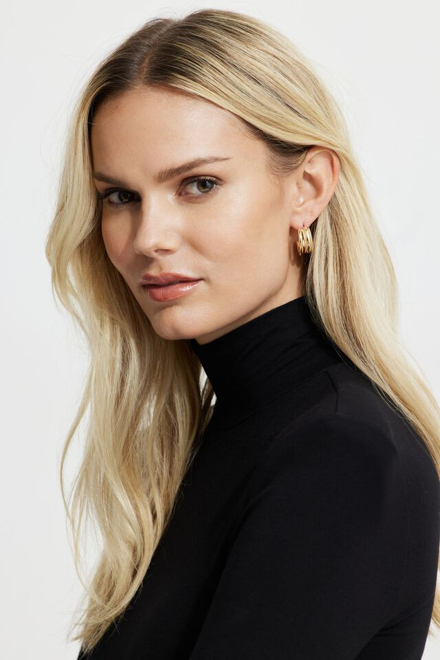 Double Textured Hoop Earrings | Dynamite Clothing