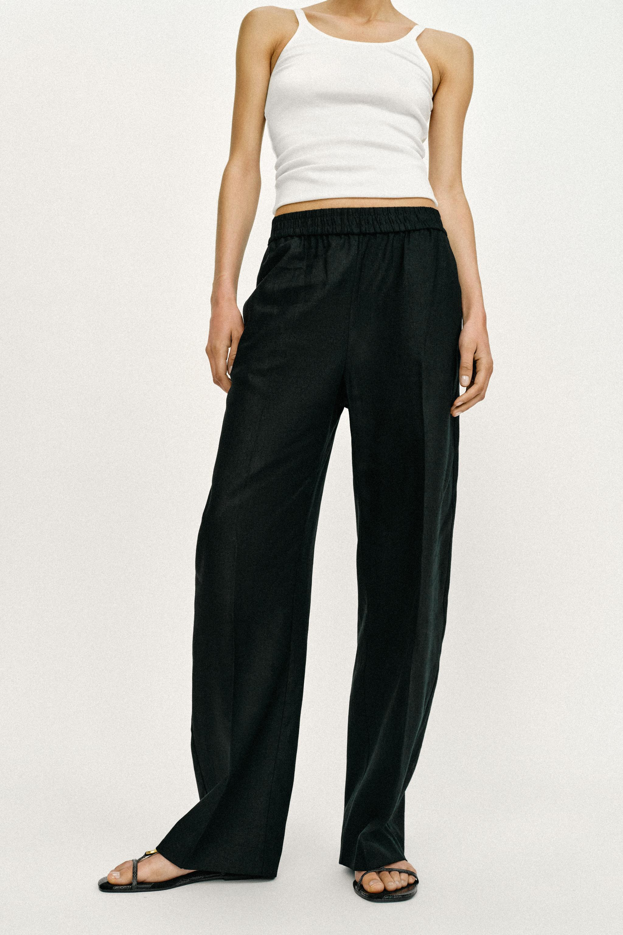LINEN BLEND STRAIGHT TROUSERS | Zara US