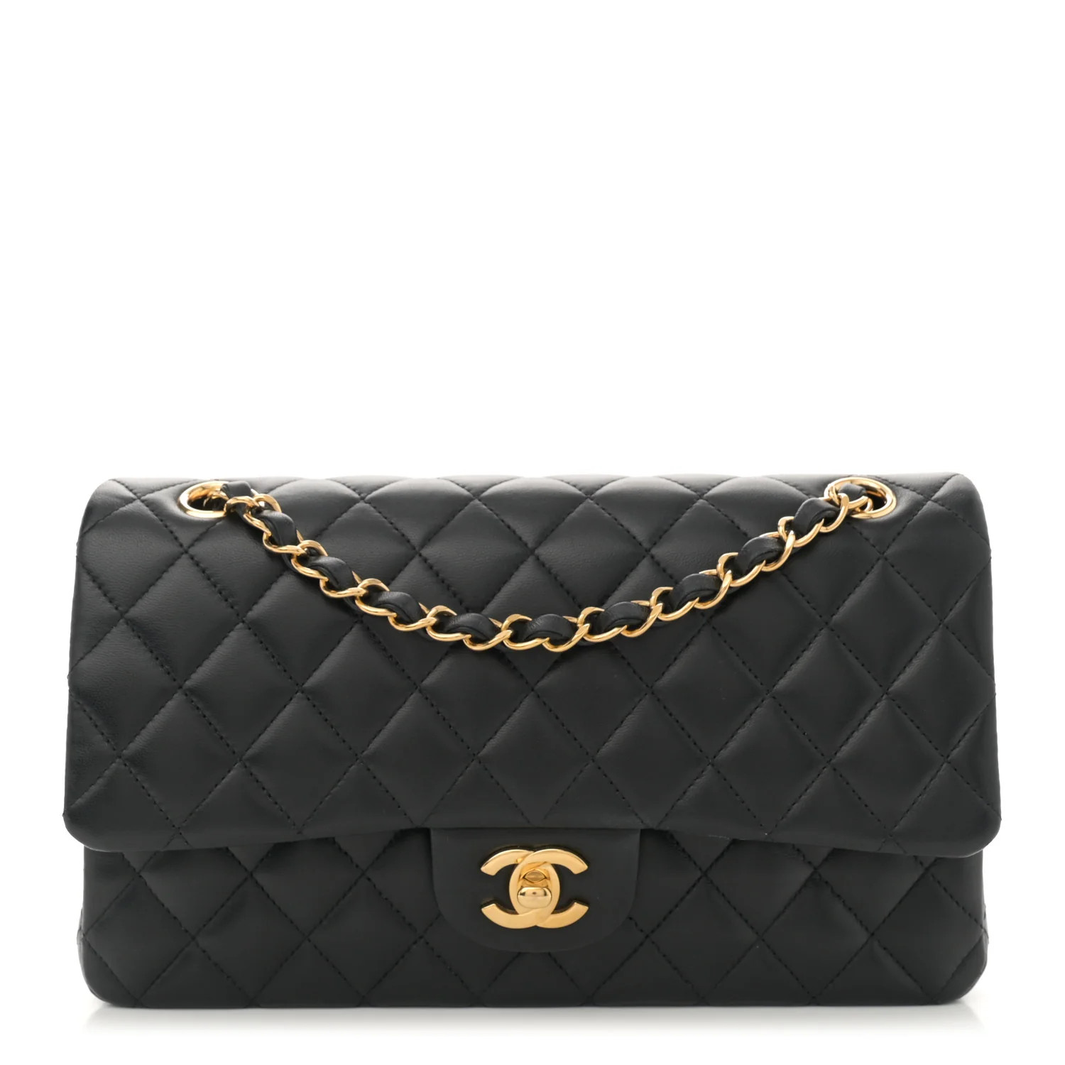 Lambskin Quilted Medium Double Flap Black | FASHIONPHILE (US)