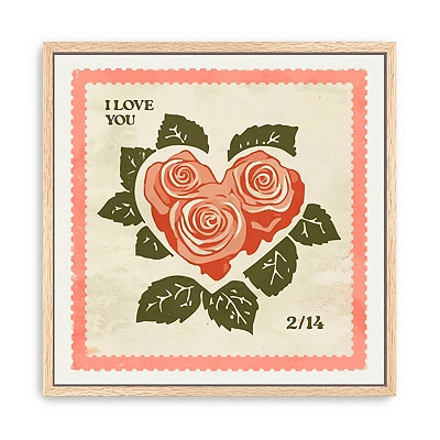 Love Stamp Framed Canvas Art Print, White | Kirkland's Home | Kirklands