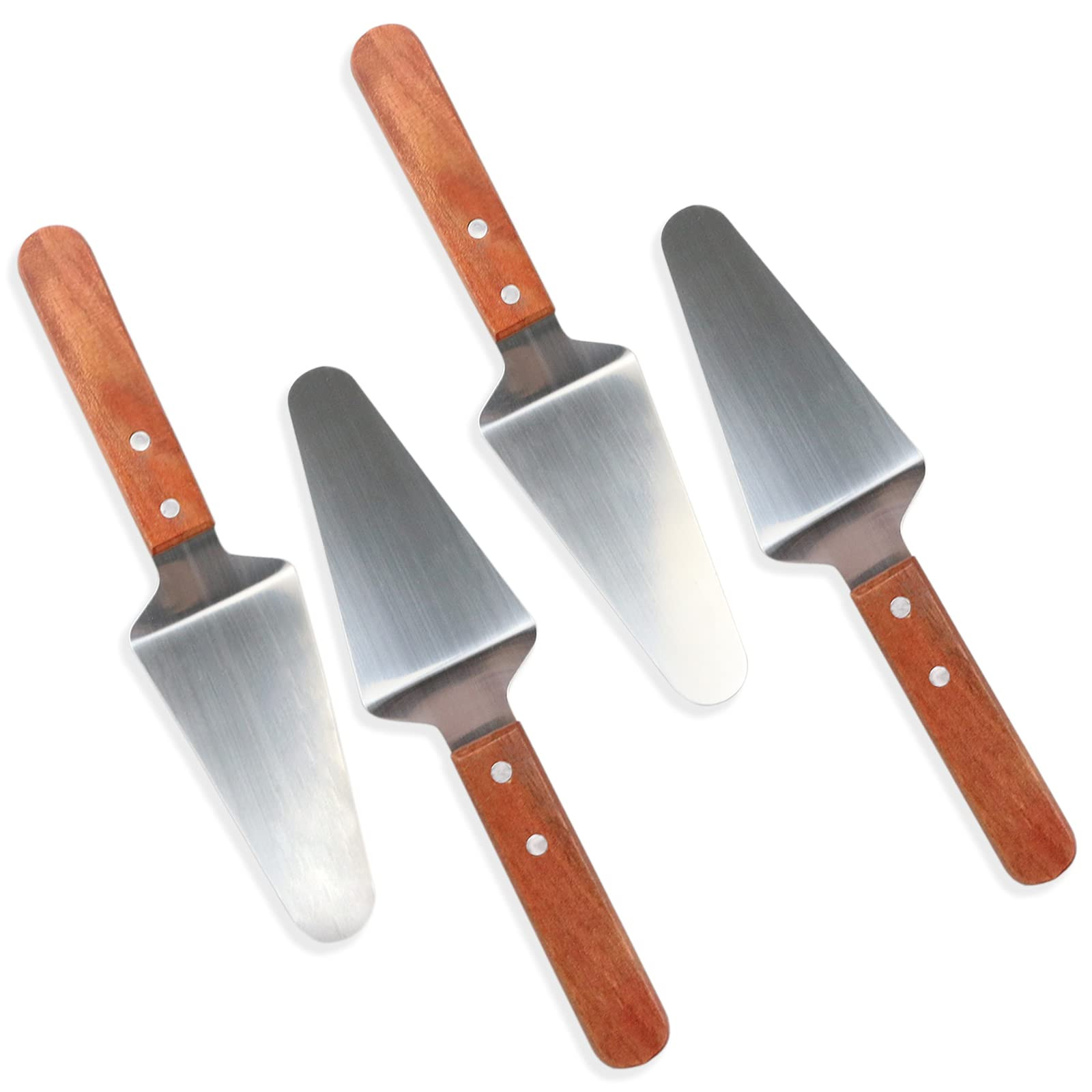 4 Pcs Stainless Steel Pizza Servers with Wooden Handle, Triangular Spade Pie Pastry Spatula for C... | Amazon (US)