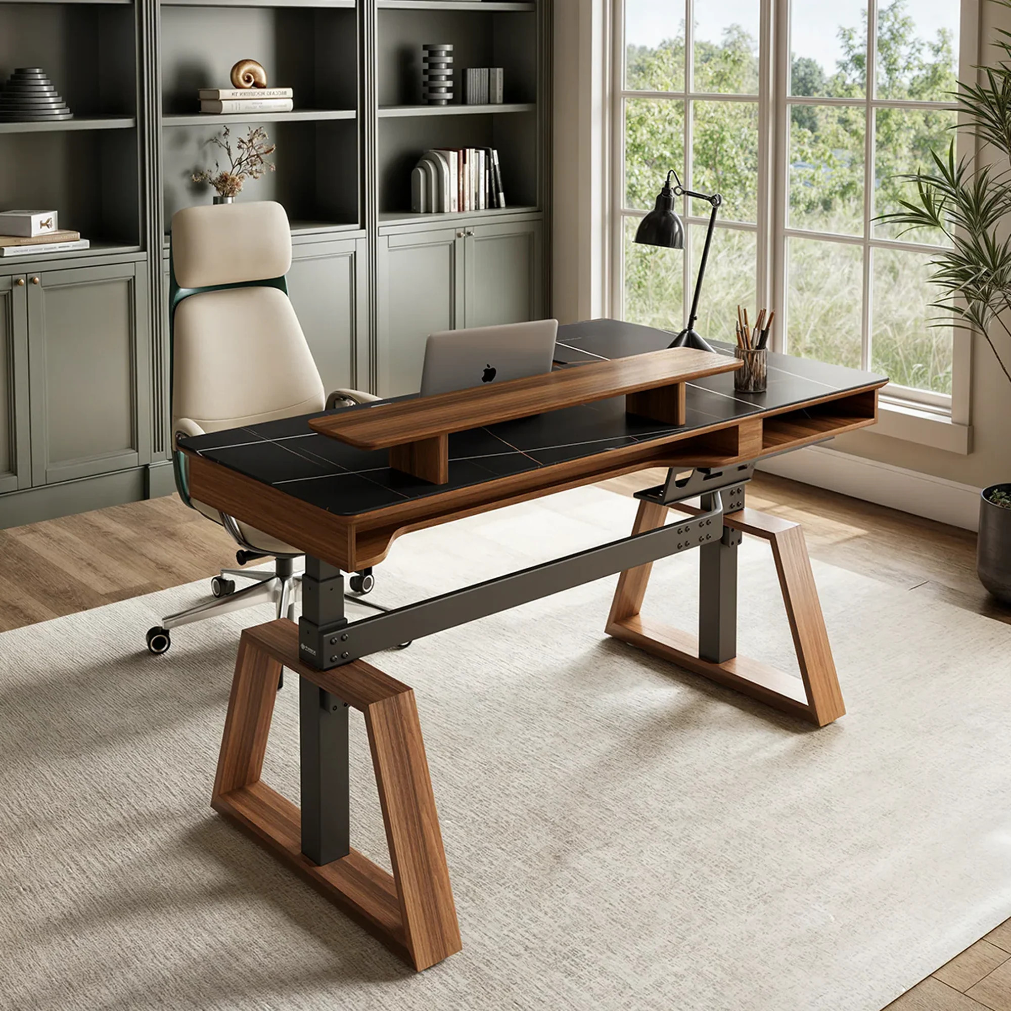 Executive Office Set:  Ark Standing Desk & Premium Executive Chair - Ark+Serene / Left Side | Eureka Ergonomic