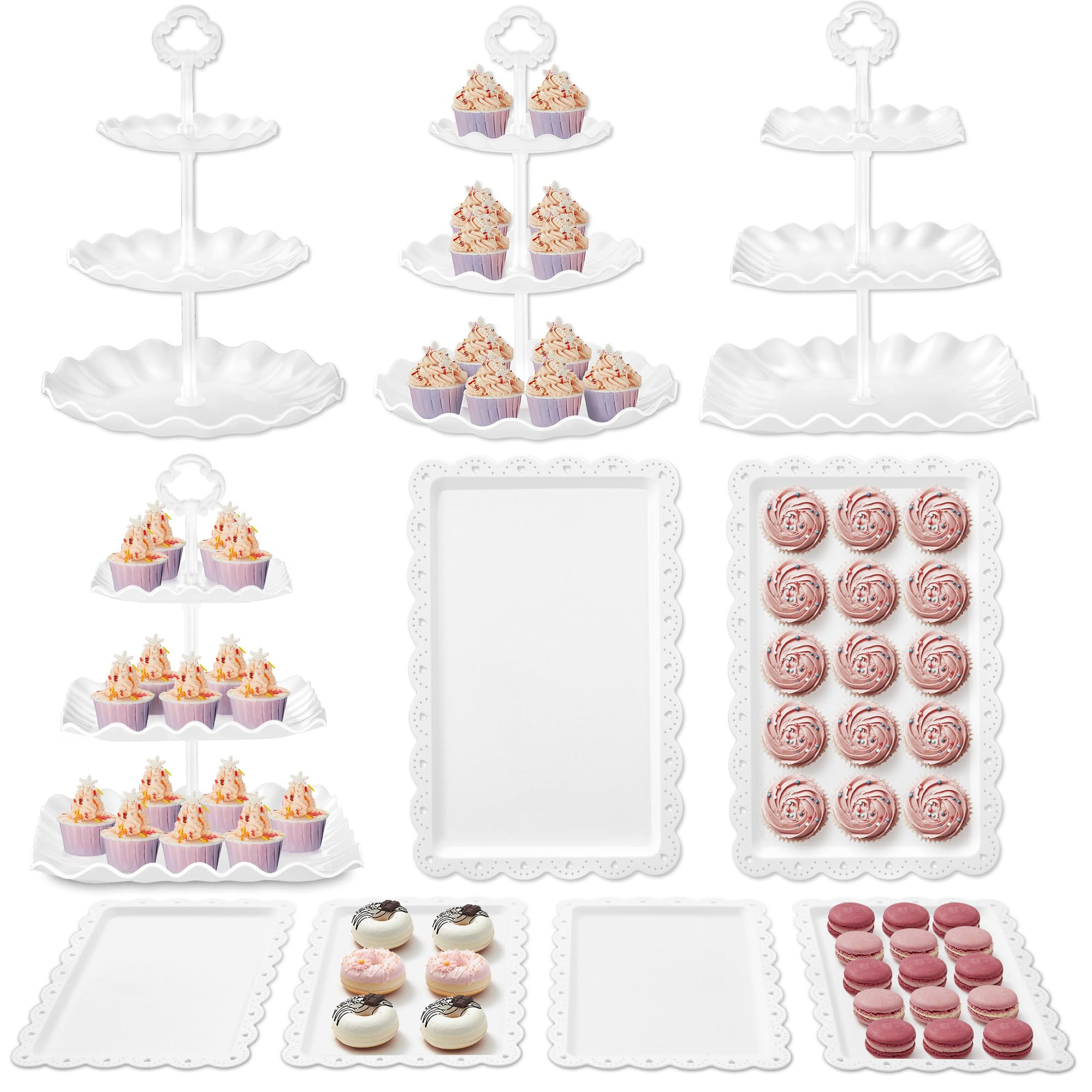 Kootek Dessert Cupcake Stand, 10pcs Dessert Table Display Set, 3 Tiered Cup Cake Holder Tower Sta... | Amazon (US)
