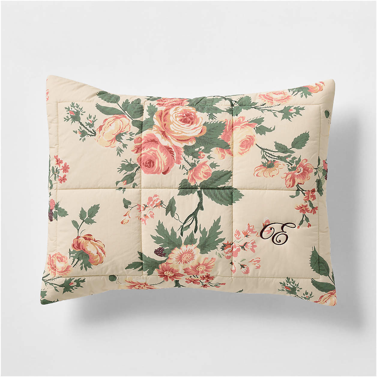 Rose Meadow Organic Cotton Kids Quilted Pillow Sham by Sharland England | Crate & Kids | Crate & Barrel