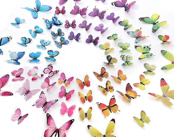 Eoorau 60PCS Butterfly Wall Decor for Wall-3D Butterflies Wall Stickers Removable Mural Decals Ho... | Amazon (US)
