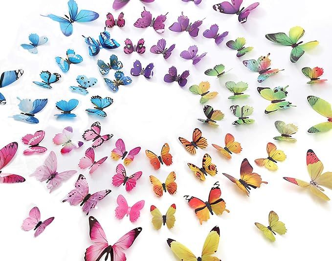 Eoorau 60PCS Butterfly Wall Decor for Wall-3D Butterflies Wall Stickers Removable Mural Decals Ho... | Amazon (US)