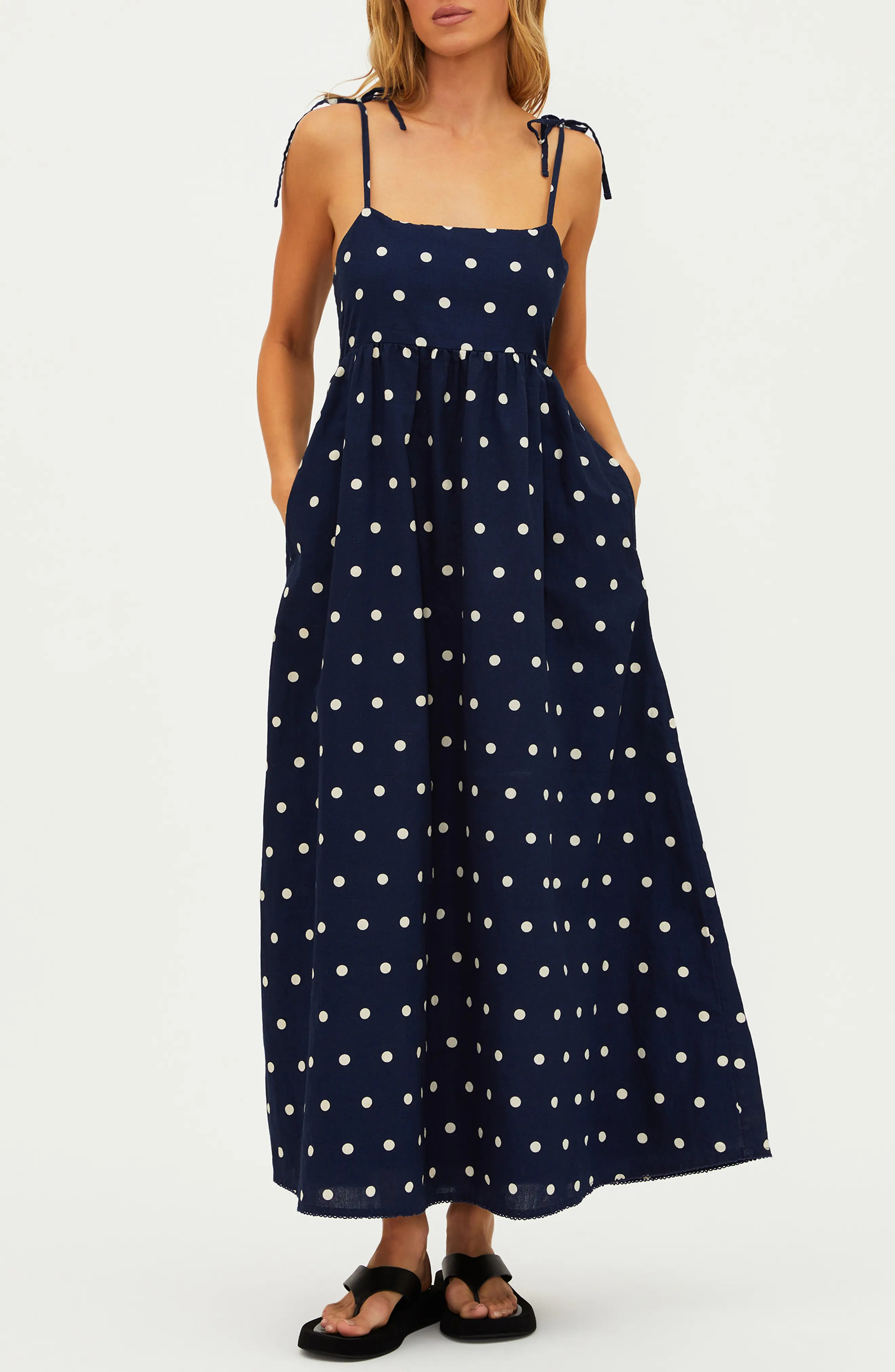 Beach Riot Valory Tie Strap Cotton & Linen Cover-Up Maxi Dress (Women) | Nordstrom | Nordstrom