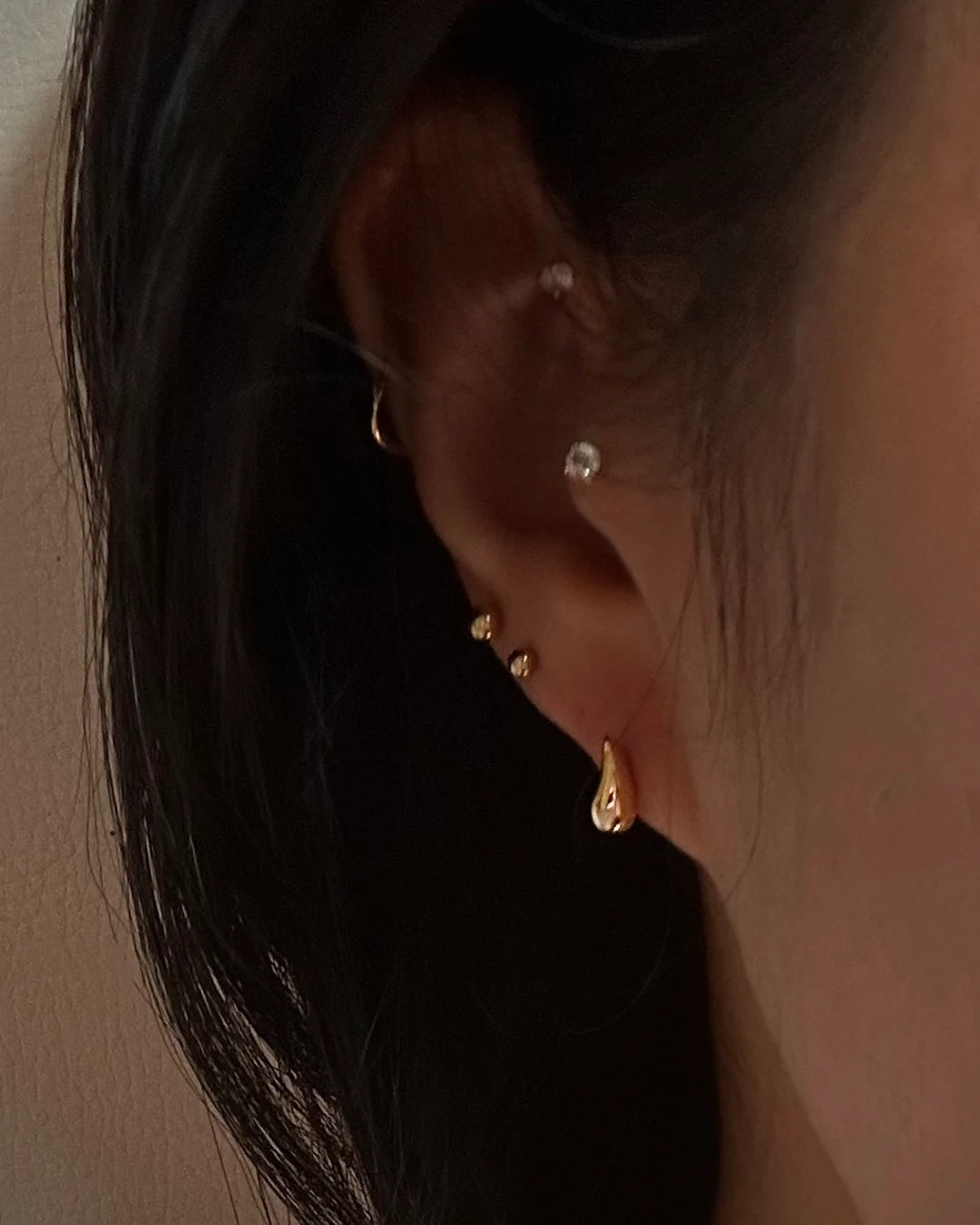 14k Gold Small Teardrop Studs / 14k Solid Gold Stud Earrings / Tiny Tear Drop Stud Perfect Gift f... | Etsy (US)