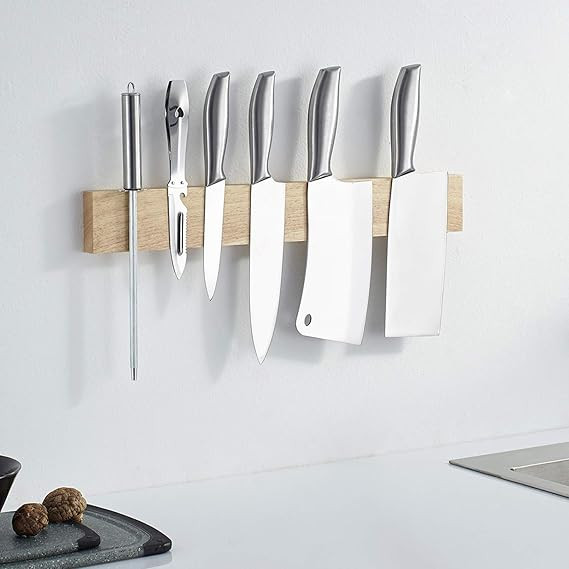 MIAOHUI Ecofriendly Wood Magnetic Knife Strip, Kitchen Magnet Knife Holder for Wall, Magnetic Kni... | Amazon (US)