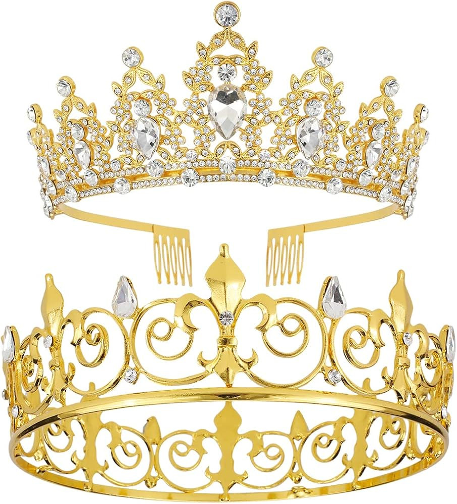AOPRIE King & Queen Artemis Tiara and Crown for Women Men Crystal | Amazon (US)