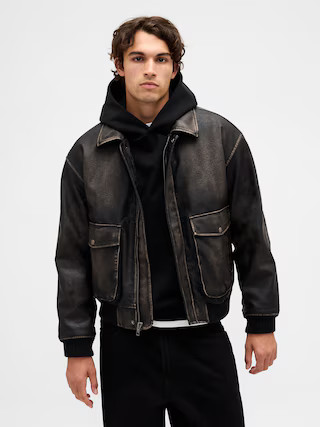 Recycled Vegan Leather Bomber Jacket | Gap (US)