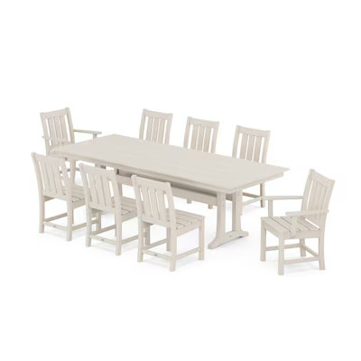 POLYWOOD Oxford 9 -Piece Sand Patio Dining Set Plastic Rectangle Table with 8 Stationary Chairs | Lowe's