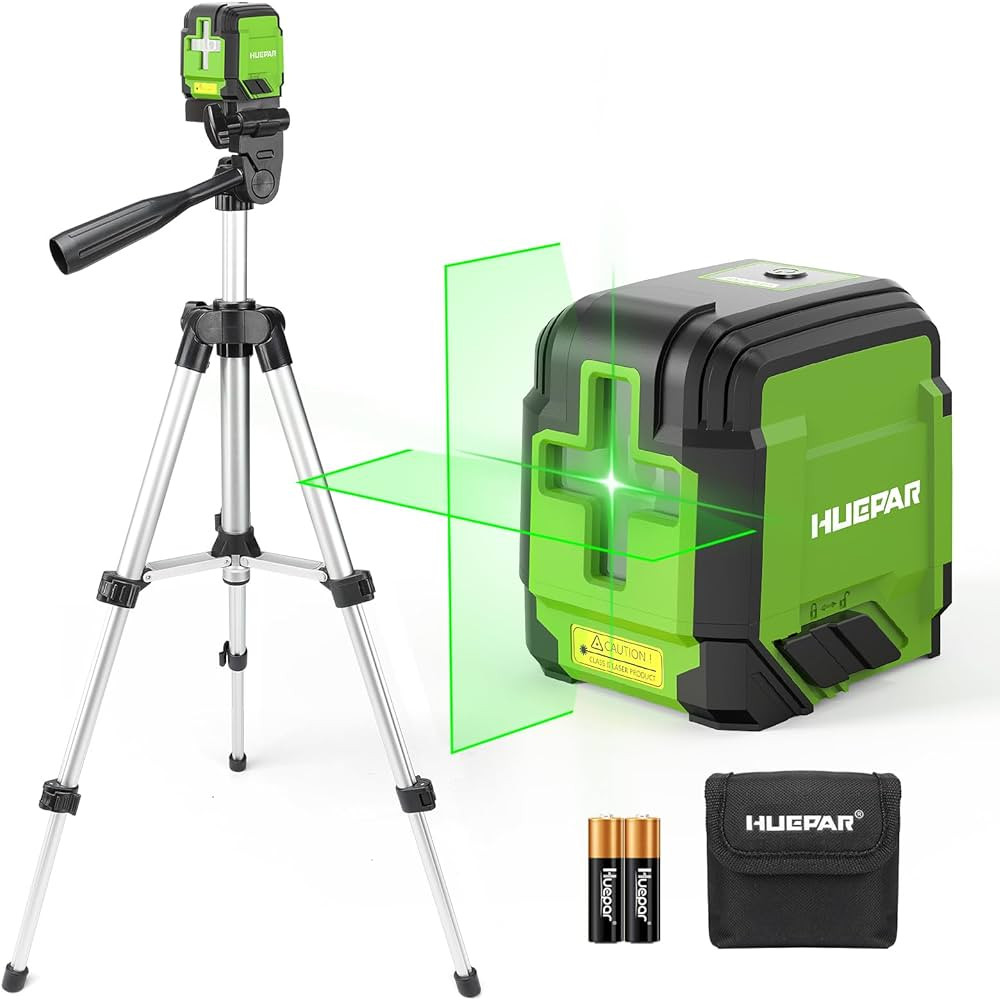 Laser Level with Tripod, HUEPAR 98Ft Self Leveling Laser Level Green Line Laser Cross Line Laser ... | Amazon (US)