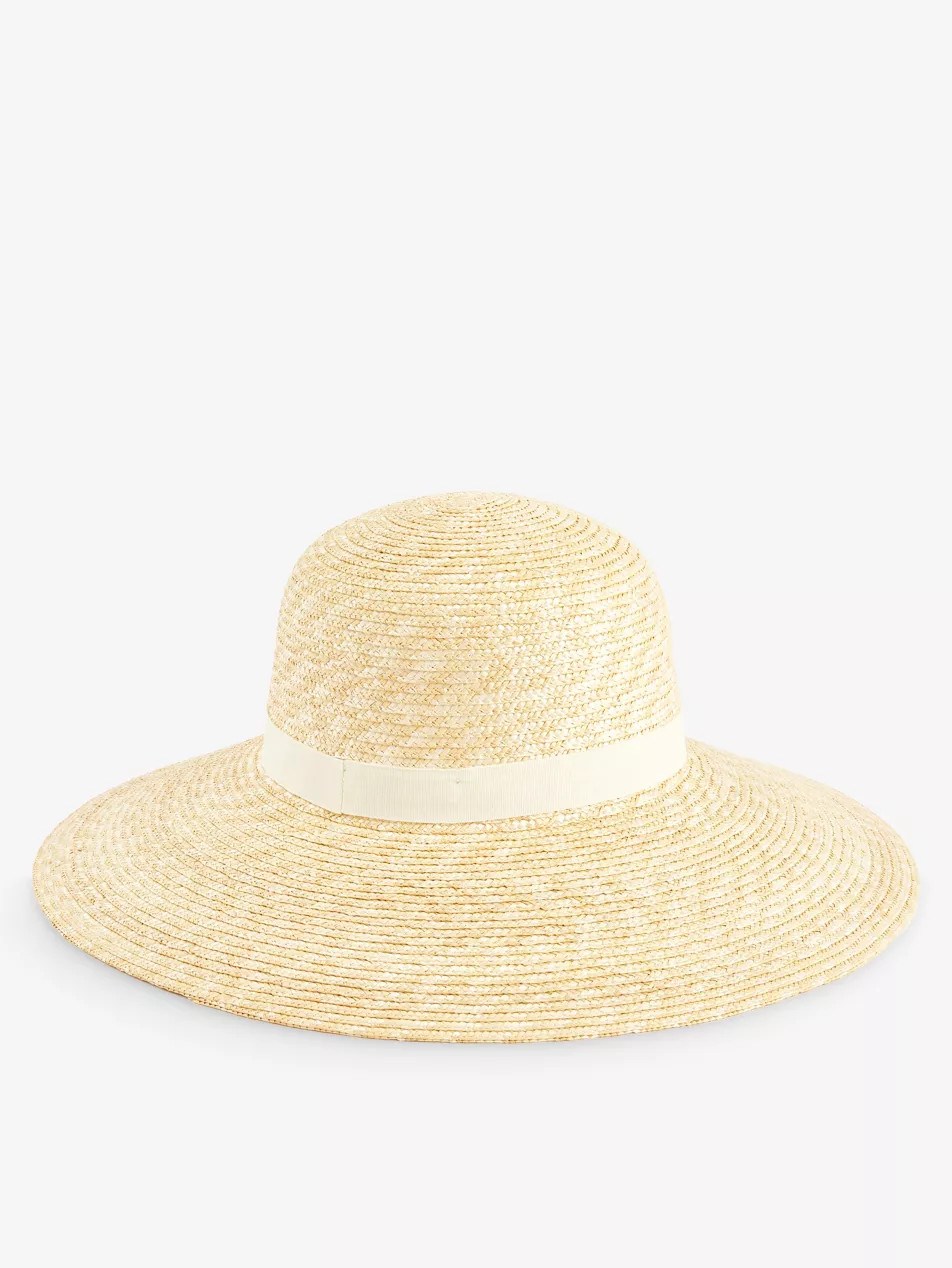 Ribbon-trim wide-brim straw hat | Selfridges
