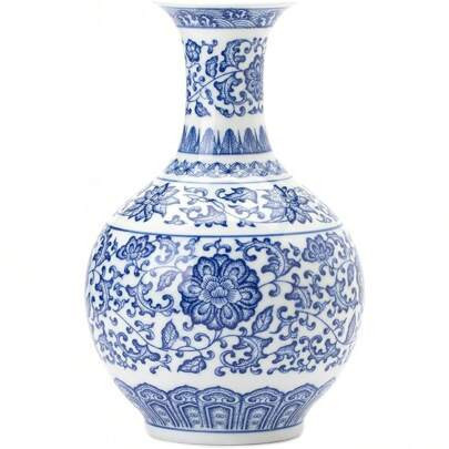 Blue Vase, Chinoiserie Vase, Ginger Jar Vase For Home Decor, Blue And White Porcelain Decor,9 "H | SHEIN