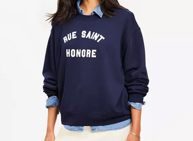 This Rue Saint Honore sweatshirt is so cute! 

 #LTKFindsUnder50 #LTKFindsUnder100 #LTKStyleTip