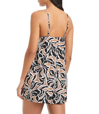 Sunburst Floral Square Neck Trapeze Romper Swim Cover-Up | Dillard's