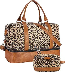 Weekend bag for Women Overnight Bag Large Travel Bag Carry on Weekend Duffle Bag with Shoe Compar... | Amazon (US)
