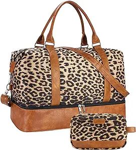 Weekend bag for Women Overnight Bag Large Travel Bag Carry on Weekend Duffle Bag with Shoe Compar... | Amazon (US)