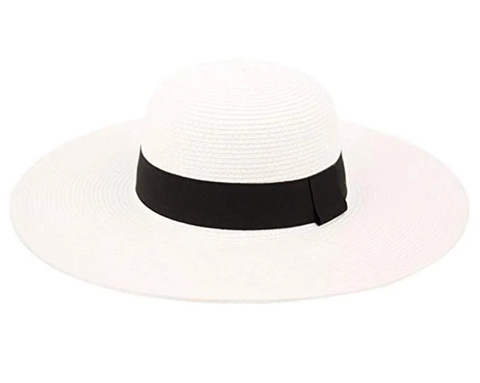 Traditions Hat Co. Womens UPF50 Foldable Summer Sun Beach Straw Hats Wide Brim with Adjustable Dr... | Walmart (US)