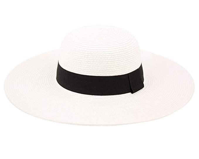 Traditions Hat Co. Womens UPF50 Foldable Summer Sun Beach Straw Hats Wide Brim with Adjustable Dr... | Walmart (US)