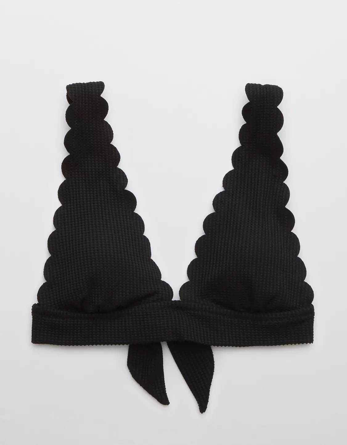 Aerie Waffle Scalloped Tie Longline Triangle Bikini Top | Aerie