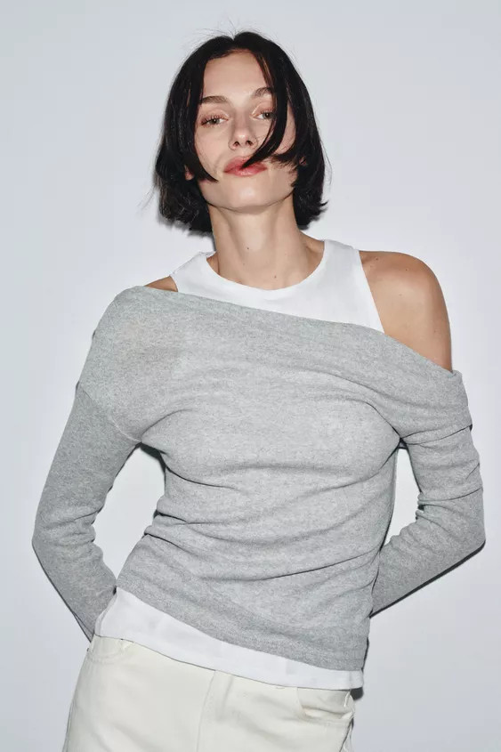 ASYMMETRIC LAYERED-EFFECT T-SHIRT | Zara UK