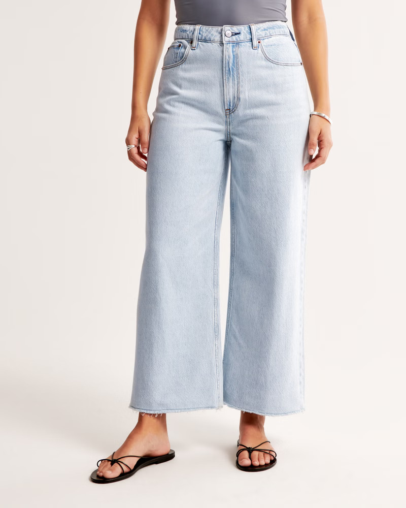 Women's Curve Love High Rise Cropped Wide Leg Jean | Women's Bottoms | Abercrombie.com | Abercrombie & Fitch (US)