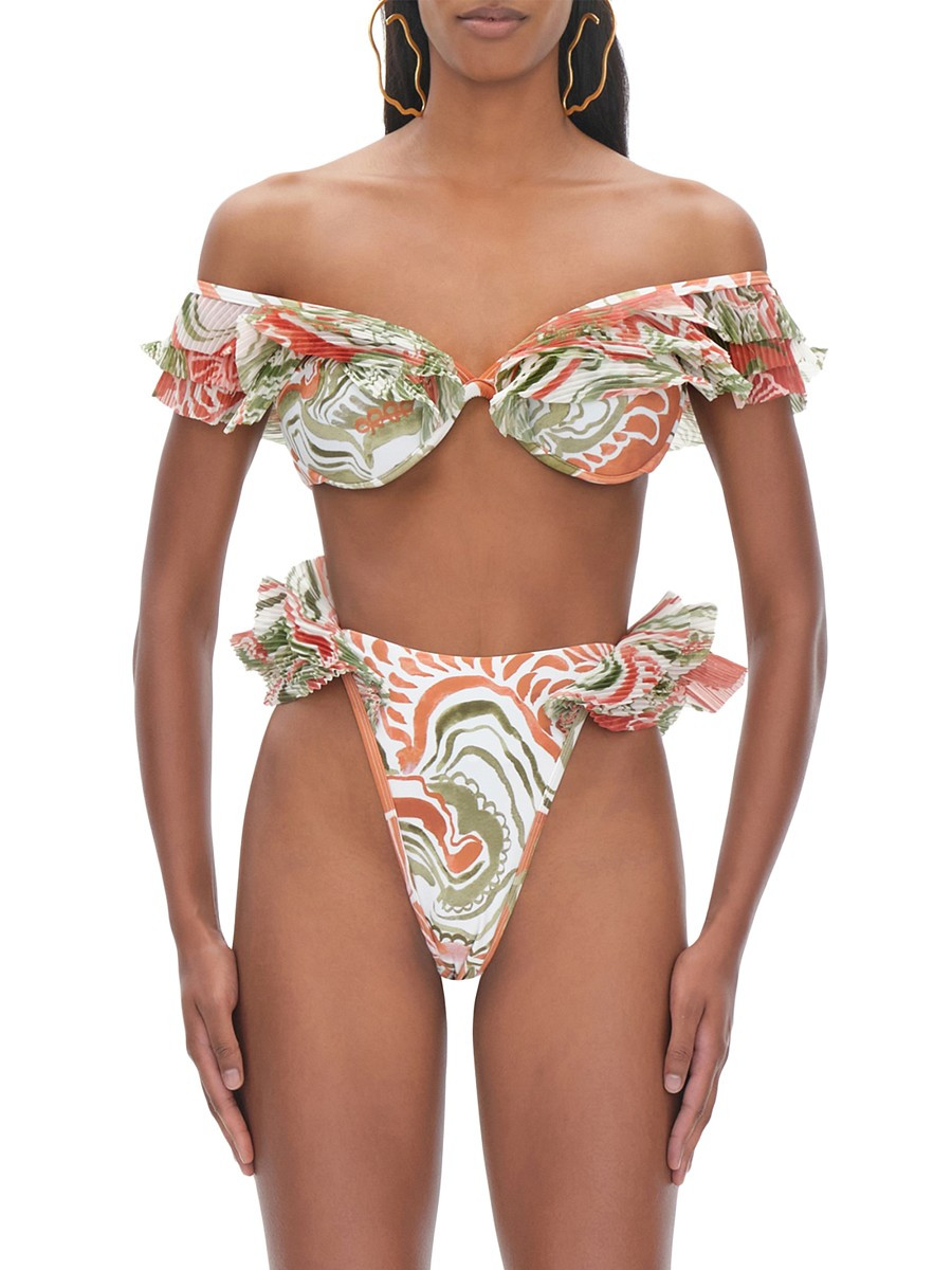 Andrea Iyamah Women's Salama Ruffled Off The Shoulder Bikini Top - Orange - Size L | Saks Fifth Avenue OFF 5TH