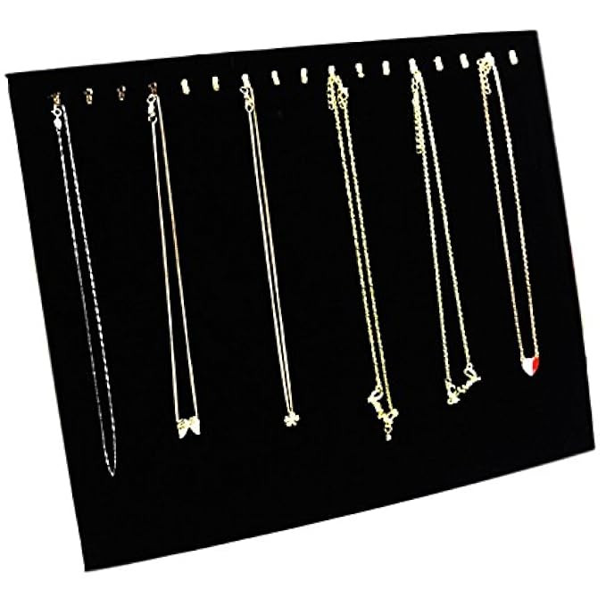 Ogrmar Black Velvet 17 Hook Necklace Jewelry Tray /Display Organizer/Pad /Showcase/ Display case (17 | Amazon (US)