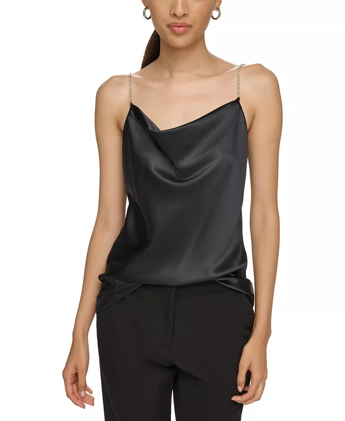 Women's Rhinestone-Strap Cowl-Neck Camisole | Macy's