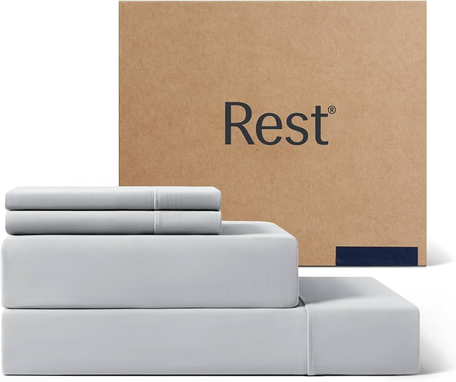 REST® Evercool®+ Cooling Sheet Set, King Size, Light Gray, Breathable Bed Sheets for Hot Sleepe... | Amazon (US)