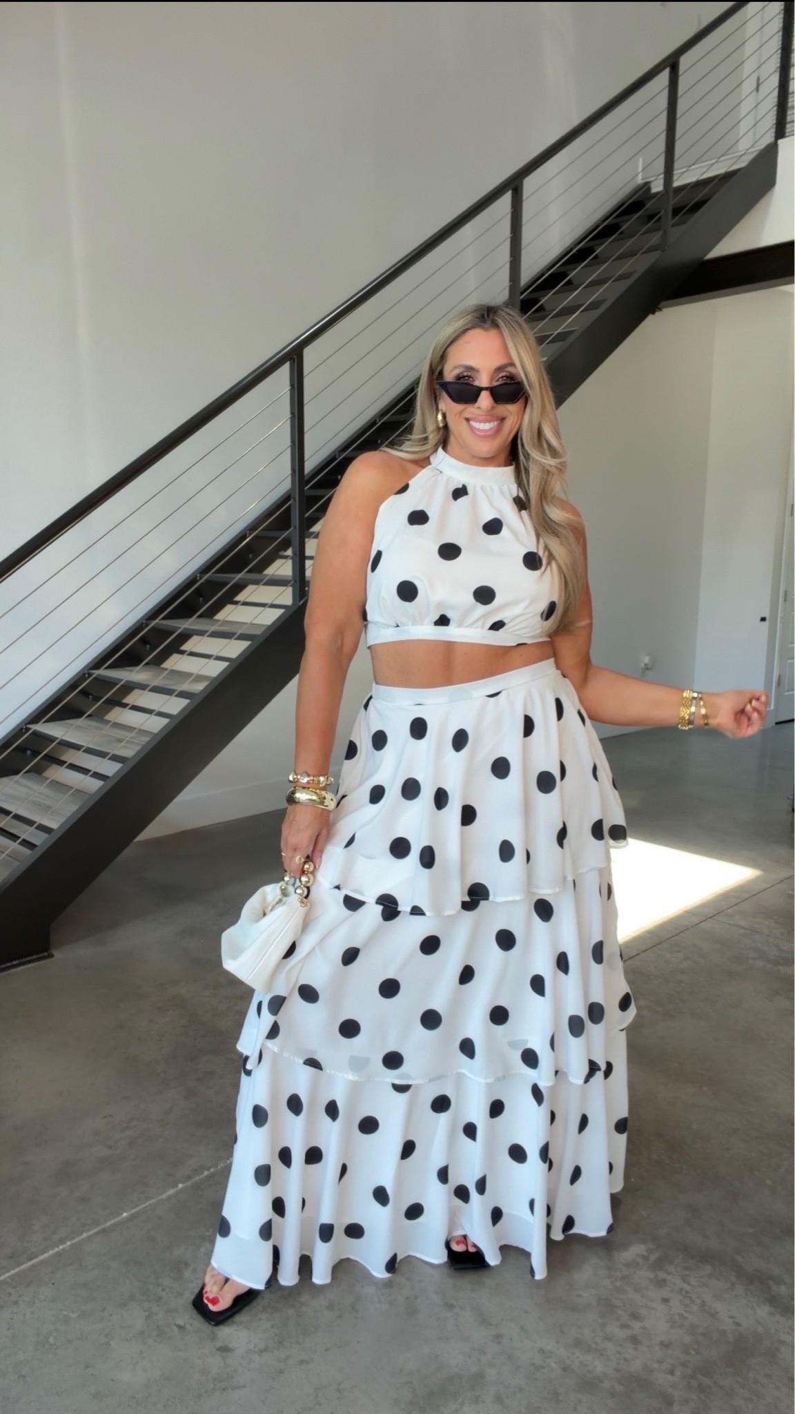Such a cute polka dot set wearing a size L could have preferred a XL for room in the top. The skirt has stretch in the waist.

#LTKOver40 #LTKMidsize #LTKootd