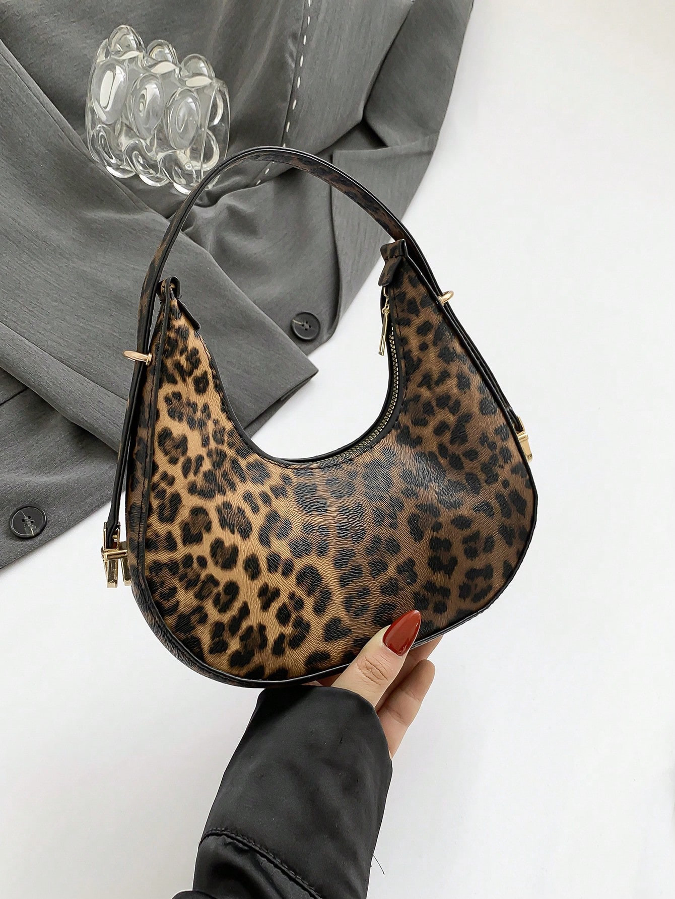 New Fashion Leopard Print Crescent Shoulder Bag, Street Style, Trendy, Stylish, Versatile Crossbo... | SHEIN