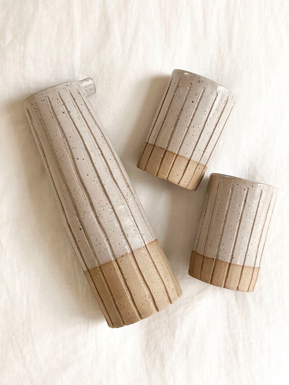 Ceramic Hand Built Carafe & Cup Set /gift for Her/gift for Him | Etsy | Etsy (US)