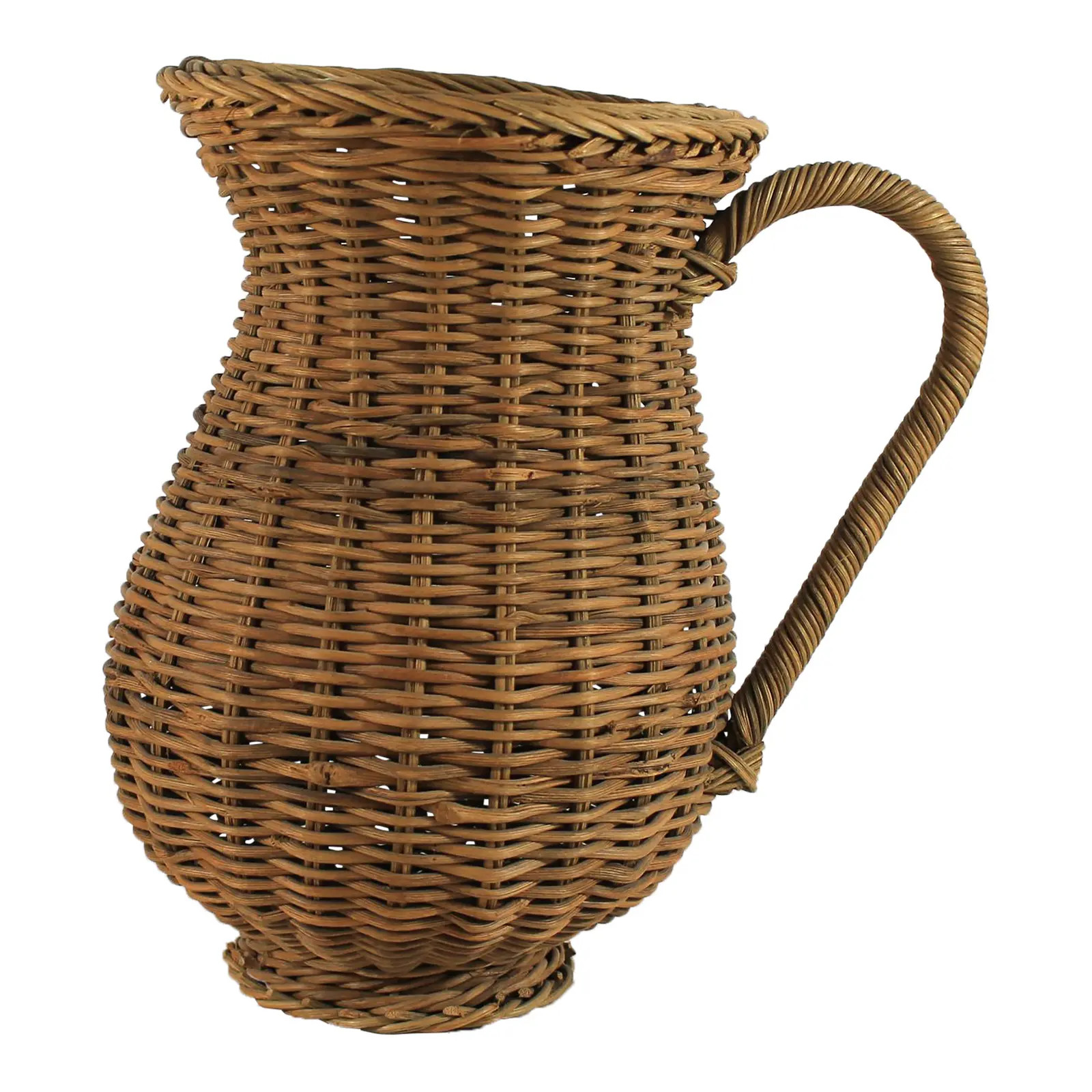 Vintage Woven Wicker Pitcher With Handle | Chairish