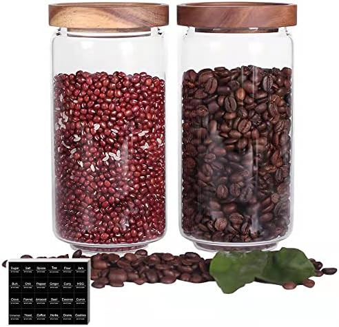 SAIOOL Home Borosilicate Glass Kitchen jars/Canisters with Acacia Wood Airtight Lid Set-2 Pack 30... | Amazon (US)
