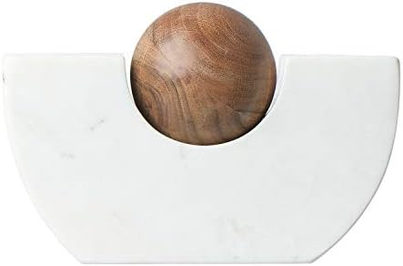Bloomingville White Marble Wood Ball Taper Holder | Amazon (US)